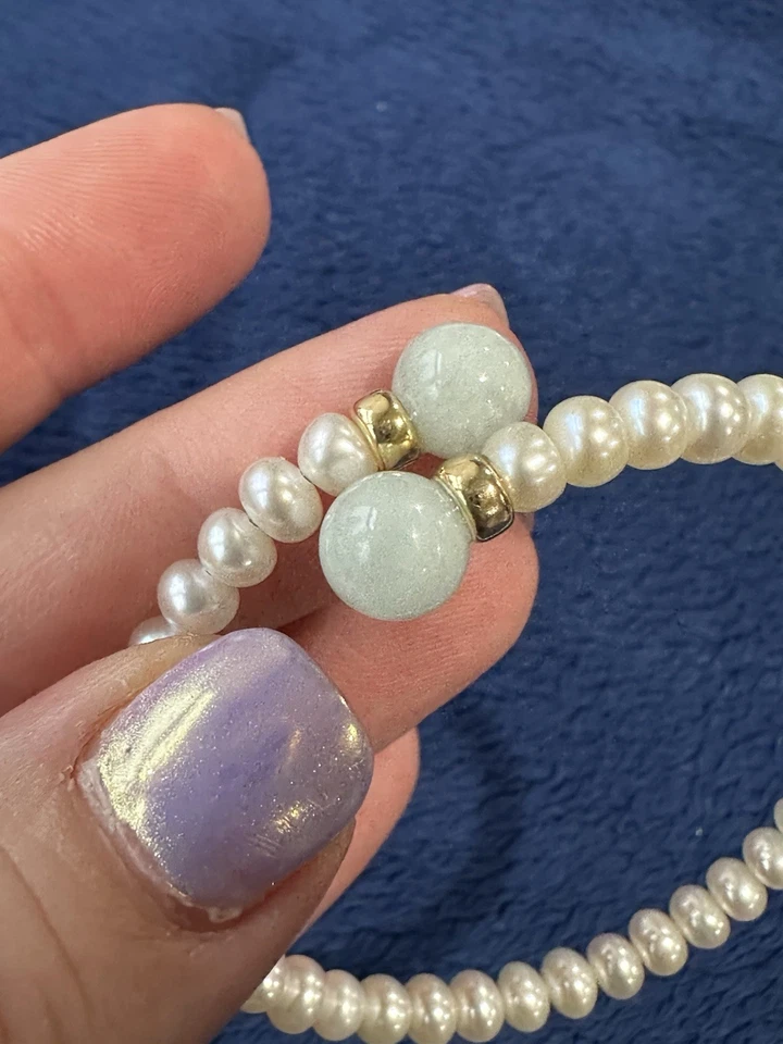 14k Yellow Gold Jade Pearl Bypass  Adjustable Bracelet, 6.5in Long, 9.6g - Image 3 of 4