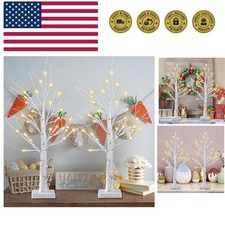 2-Pack 2FT Lighted Birch Tree with Timer for Easter Decorations Indoor, Artif...
