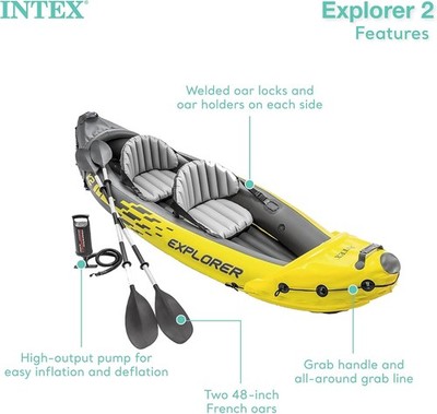 Intex Explorer K2 Inflatable Kayak - 2 Person with accessories LOCAL PICK UP