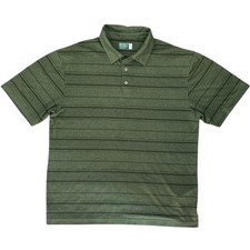 Ben Hogan Performance Golf Polo Shirt Olive Green Striped Mens Large