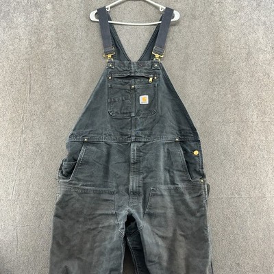Carhartt Bib Overall Mens 42x32 Black Double Knee Relaxed Fit Painter Workwear