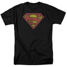 DC Comics Superman Retro Supes Logo Distressed Adult Unisex T-Shirt Black