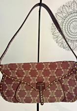 Celine Poulbot Triomphe Denim Studded Shoulde...