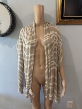 Chico's cream and beige striped sheer scarf
