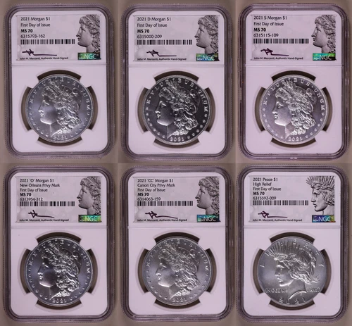 2021 Morgan & Peace Dollar Set NGC MS70 Mercanti Signed ***RARE ORIGINAL***