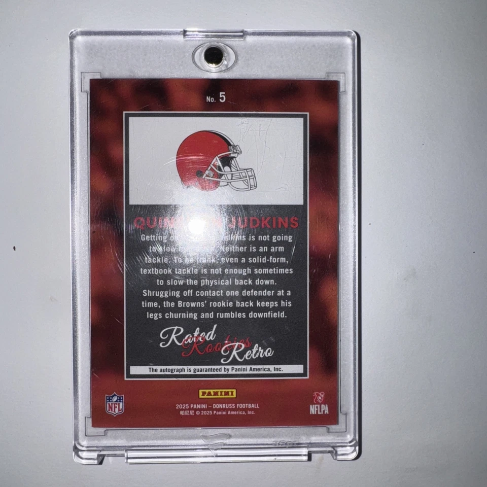 2025 Donruss Quinshon Judkins Rated Rookies Retro (RC) Auto /99 Browns - Image 2 of 2