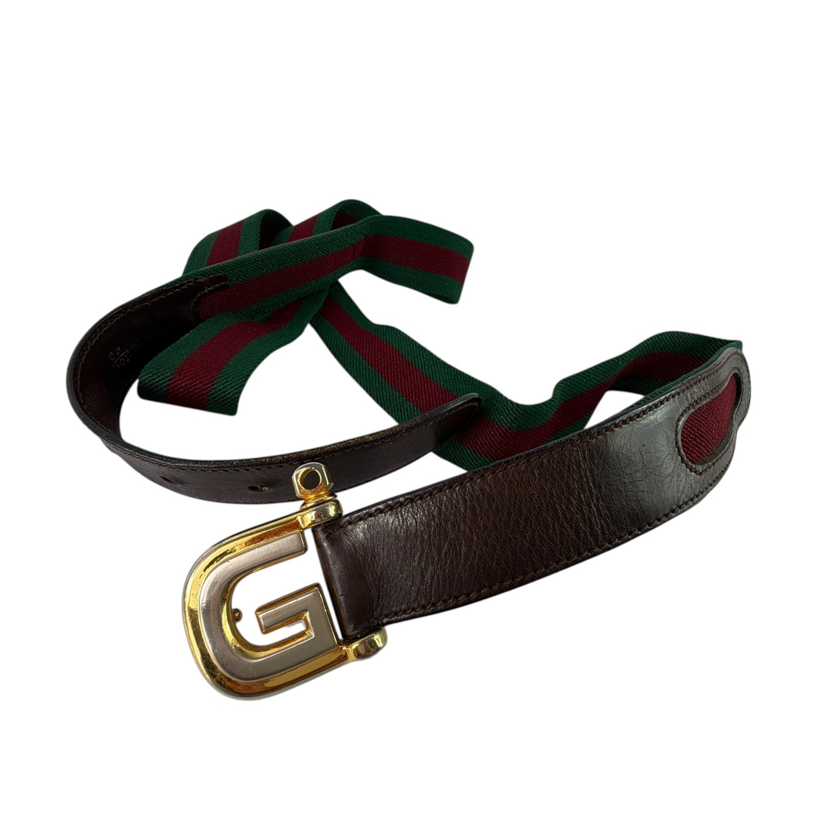 GUCCI Vintage Green Red Nylon Web G Mens Belt Made in Italy 100-40 Made in Italy thumbnail 14