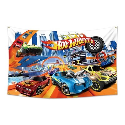 Hot Cars Flag happy Birthday Banner 3x5Ft Racing Flag Party Decoration, 36x60...