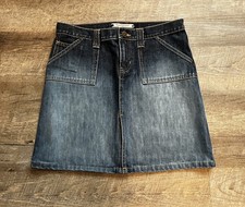 Y2K VTG Abercrombie Fitch Distressed Dark Denim Above Knee Mini Skirt 4 W31