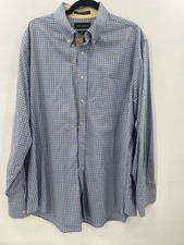 Paul Fredrick Dress Shirt 17 1/2 36 Classic Fit Blue Check Non Iron Button Down