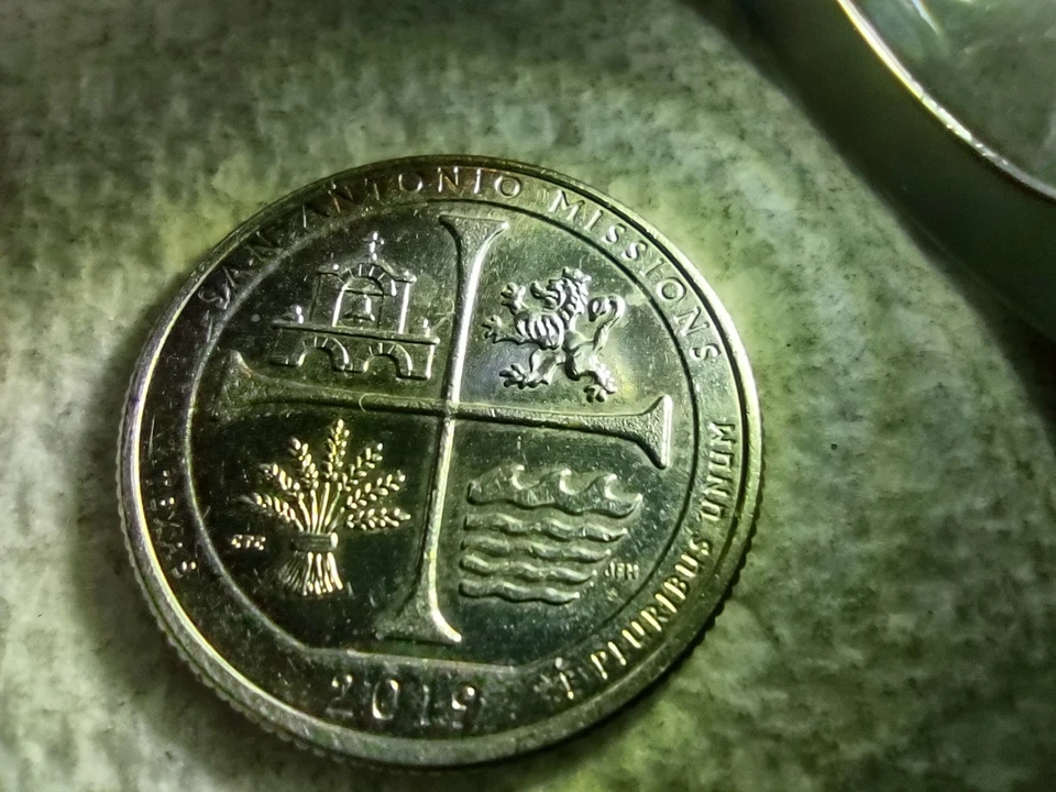 San Antonio 2019 W cuarto doble troquel reverso ver fotos de moneda real. Foto 3 de 4