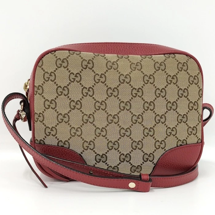 Sac bandoulière GUCCI GG toile cuir rouge 449413 374446