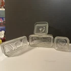 Vintage Refrigerator Dish Ribbed Federal Anchor Glass Containers w/Lids 8 Pcs