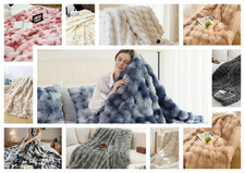 1 PC Faux Rabbit Fur ,Luxury Soft, Warm Bubble Blanket, | Cozy Throw for Bedroom