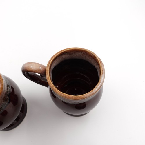 Drip Glaze Coffee Mugs Irish Ware Footed Ceramic 10 oz Brown Set of 4 - Picture 5 of 12
