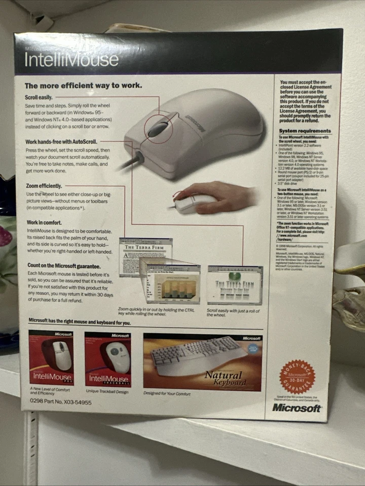 NEW- Microsoft IntelliMouse # X03-54955 Complete Shrink Wrap Still Intact 1998 - Image 2 of 4