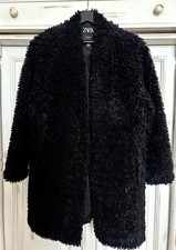 ZARA Kurzmantel, L, Schwarz, Teddy