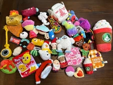 Large Lot 35+ Preowned Bark Box Dog Plush Squeaky Crinkle Toys Sm/med