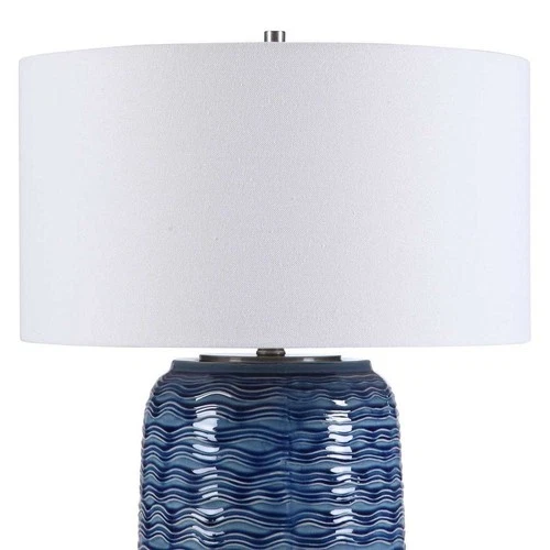 Uttermost 28274-1 Sedna Blue Table Lamp in Blue Ceramic/Brushed Nickel - Picture 3 of 6
