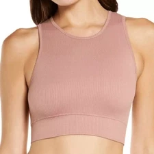 SKIMS Stretch Rib High Neck Bralette NEW Rose Clay L/XL