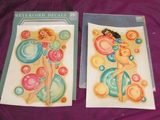2 Vintage 1950s Meyercord 6"x8" Pinup Girls Decals 899-A B