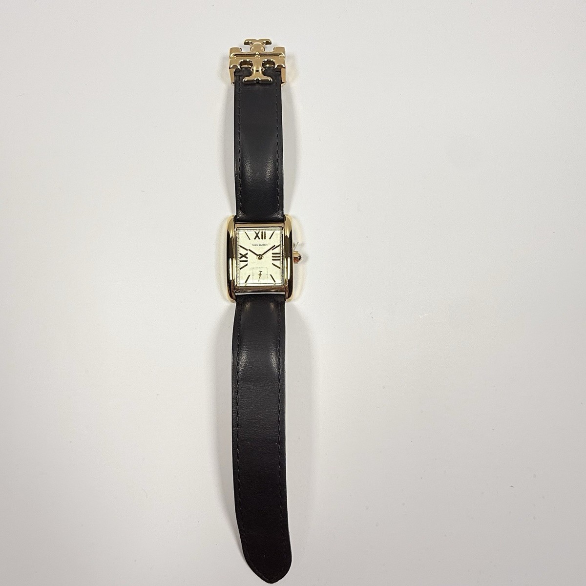 Tory Burch Eleanor TBW1076 Cream Dial Black Leather Strap 
