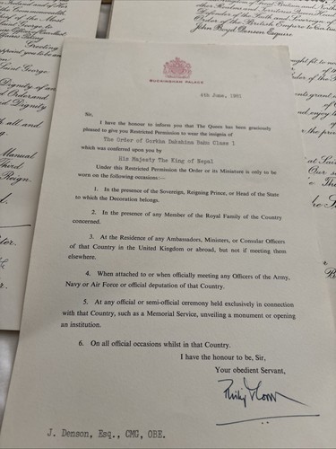 ephemera Documents . Bestowal Docs Of CMG And OBE China Diplomat - 第 8/11 張圖片