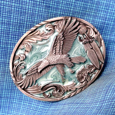 Western Eagle Belt Buckle Native Style Cowboy Sportsman Vtg 90s Siskiyou .GMP445