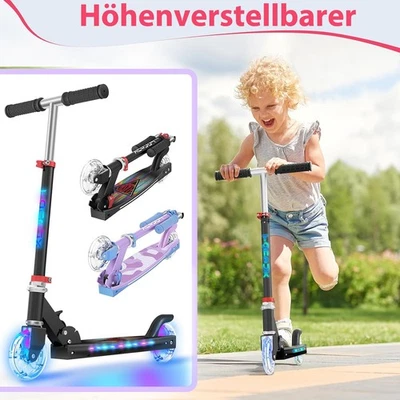 MARKENLOS Scooter Roller Kinder ab 5 Jahre Faltbarer Kinderroller mit LED Leuchtende Räder