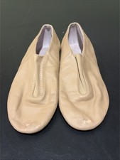 Bloch Girl's Jazz shoes Sz 7 Tan leather and textile upper  rubber sole