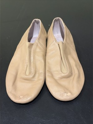 Bloch Girl's Jazz shoes Sz 7 Tan leather and textile upper & rubber sole
