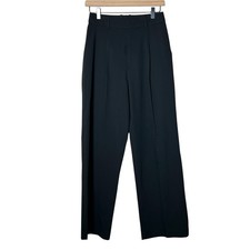 Black high waisted straight leg pleated front dress pants size small S B148