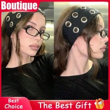 Punk Steampunk Headband Hollowed Out Eyelets Wide Elastic Stretchy Hair B