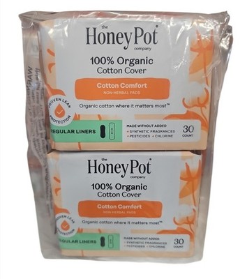2 Pack Honey Pot 100% Organic Cotton Liners 30 Count Eac No Pesticides Fragrance