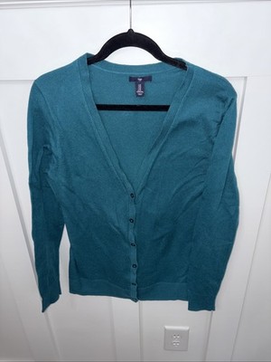 Gap Outlet Teal Green Button Front cardigan-Medium-v Neck-preppy
