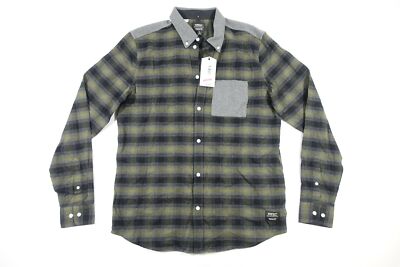 WESC J411638 PLAID OLIVE NIGHT SMALL HEAVYWEIGHT FLANNEL BUTTON FRONT SHIRT