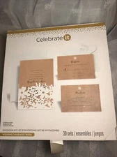 Wedding Invitation Kit 30 Sets White Cut Floral Brown Beautiful Celebrate it NEW