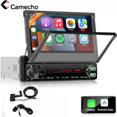 CAMECHO DAB+ 7" 1 DIN Elektrisch Flip Out Autoradio Wireless Apple Carplay Android Auto