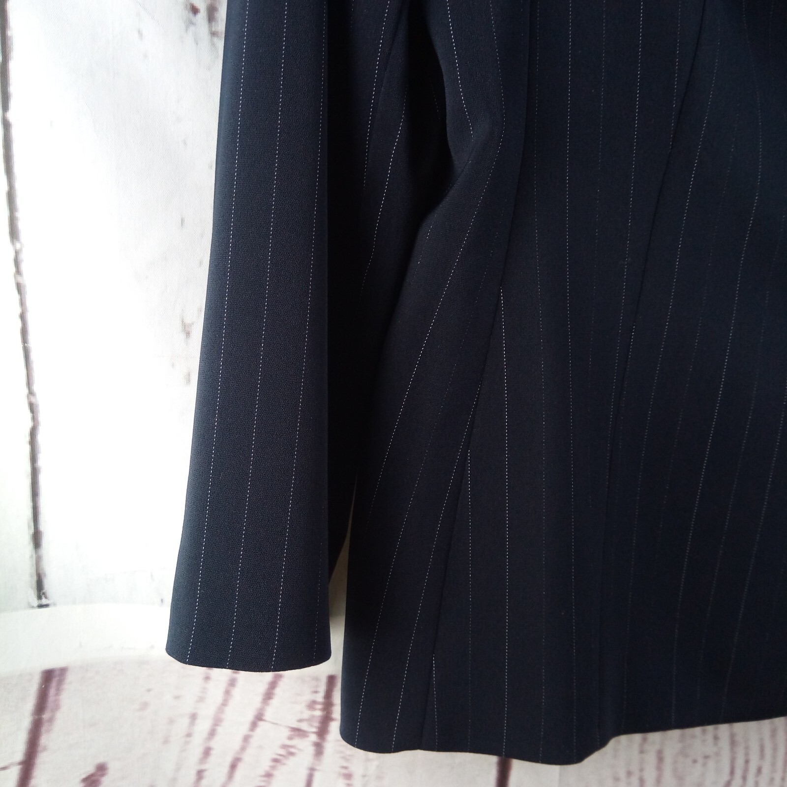 Le Suit Essentials Womens Size 14 Blue Striped 2 Button Lined Suit