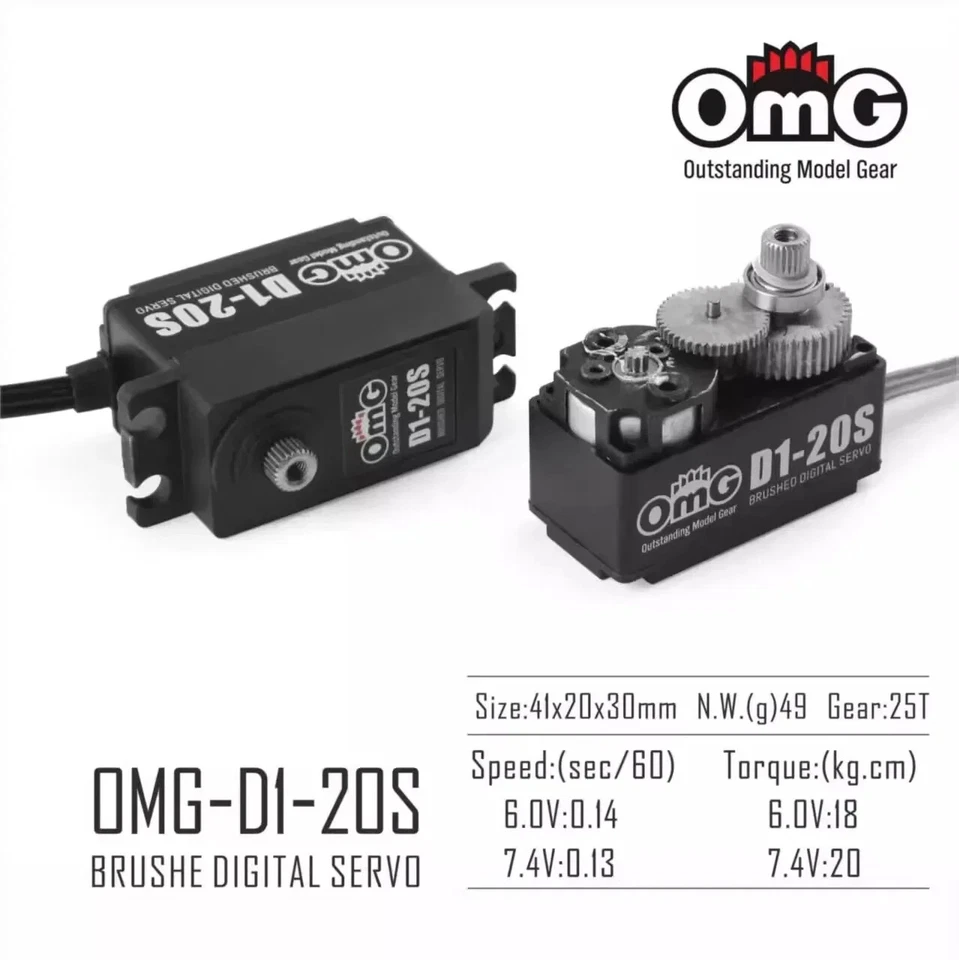 OmG-D1-20S 20kg D1-15S 15kg Digital Brushed Servo Short Body for 1:10 Drift Car