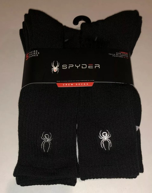 Spyder Mens Crew Socks 5 Pair Size 612 Black for sale online eBay