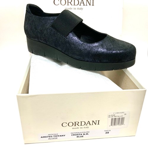 Cordani Metallic Navy Blue Leather Mary Janes Platform Shoes Suede Loafers 39 - Picture 2 of 8