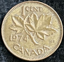 CANADA 🇨🇦 1 Cent 1974 Coin Currency Queen Elizabeth II Maple Leaf KM#59 -Nice!