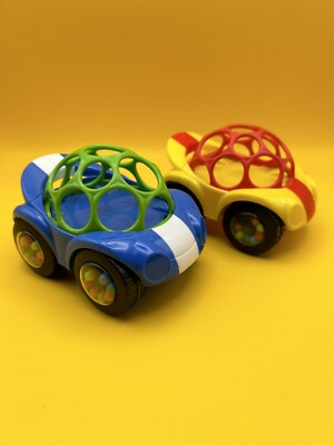 OBALL GO GRIPPERS 4'' - Rattle Roll Race Sports Plastic Toy Cars (Lot Of 2)