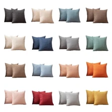 2 PCS Linen Cotton Cushion Cover Home Sofa Car Bed Office Throw Pillow Case