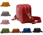 Ladies Double Zipper Real Leather Crossbody Camera Bag Bee Tassel Handbag 6387