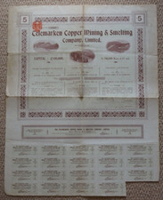 Norway, Telemarken Copper Mining & Smelting Co. Ltd. Bearer certificate