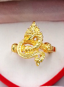 Authentic Phaya Naga Thai Gold Ring 22K 23K 24K Thai Yellow Gold Plated Jewelry Men Women