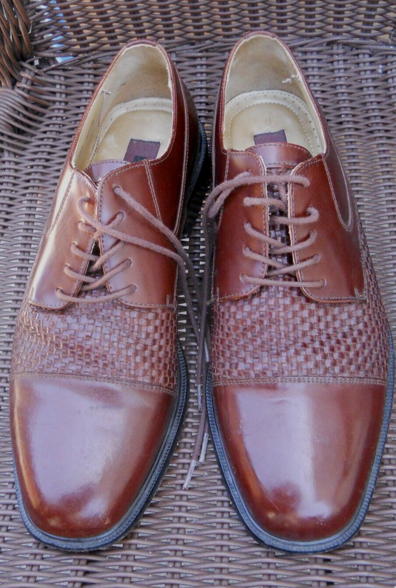 CLASSIC ORIGINAL FLORSHEIM BROWN WEAVE LEATHER & LEATHER SOLES SZ