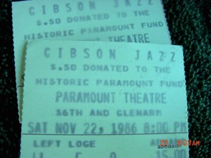 1986  GIBSON JAZZ TICKET STUB Denver, Colorado Paramount Theatre 1986